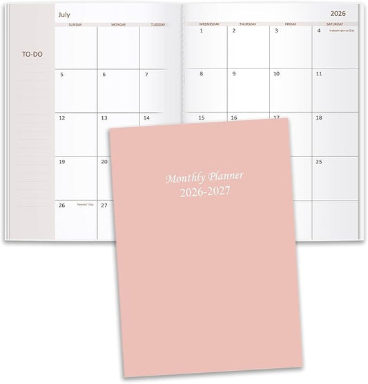 2026-2027 Monthly Planner - 18 Months Calendar from July 2026 - December 2027, Monthly Planner 2026-2027 Easy to Organize Your Daily Life, 5.8" x 8.3", Light Pink