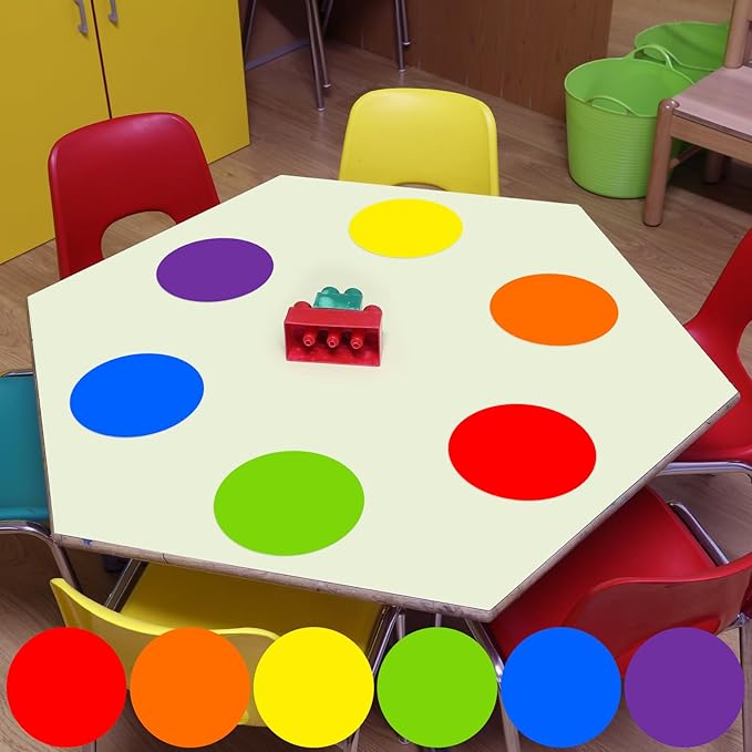 Ireer 12 Pcs 13 '' Dry Erase Dots for Classroom Table Classroom Decor Boho Colorful Stickers for Whiteboard Wall Decor Removable Dry Erase Circles for School Teacher Supplies(Classic,Rainbow Color)