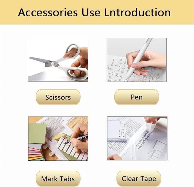Office Supplies,White Desk Accessories,Office Supplies Set,Stapler and Tape Dispenser Set,Scissors,Staple Remover,Binder Clips,Staples,Ballpoint Pen,Index Tabs with Ruler,Clear Tape.9pcs for Office