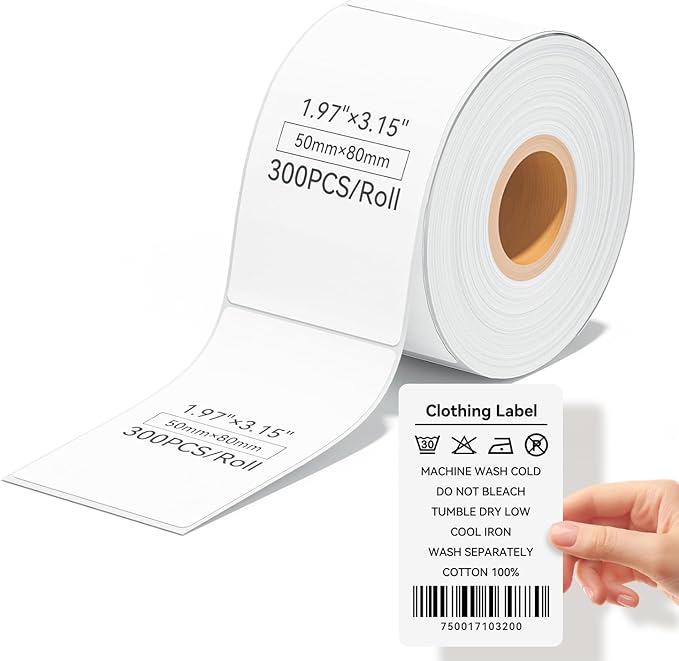 iDPRT 1.97" 3.15" Multi-Purpose Direct Thermal Labels (50mm25mm), Thermal Sticker for Address/Barcode/Mailing, Compatible with iDPRT SP460BT/SP410/SP310/SP320, Rollo, Zebra, Phomemo, etc, 300pcs