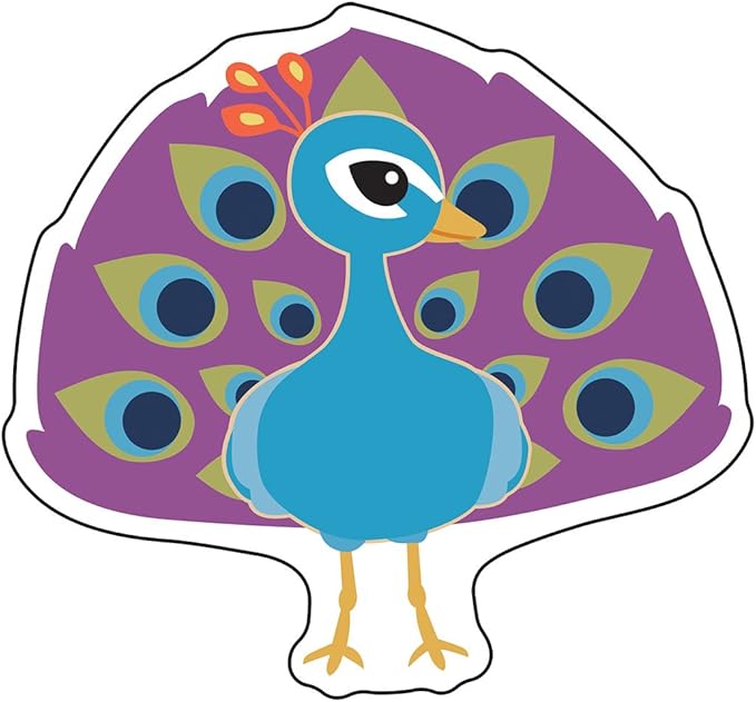 Carson Dellosa 36-Piece Peacock Bulletin Board Decorations, Boho Bird Cutouts for Zoo Animals and Jungle Theme Decorations, Name Tags, Party and Classroom Decor