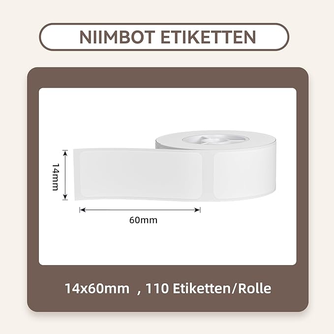 NIIMBOT D11 Label Maker Tape D110 Labels 3Rolls, Self-Adhesive Labeling Tape Replacement 0.55" X 2.36" (14 X 60mm) Thermal Label Refills for Home Office School, 110 Labels/Roll, White