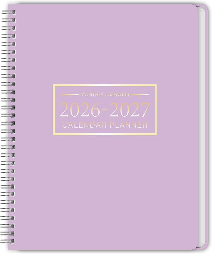 Monthly Planner Jan 2026 - Dec 2027, Monthly Planner for 24 Monthes, 9×11 Inch, Teacher Monthlys, Hard PVC Cover, Spiral Bound, Time Management Calendar, Perfect for School & Office (Purple)