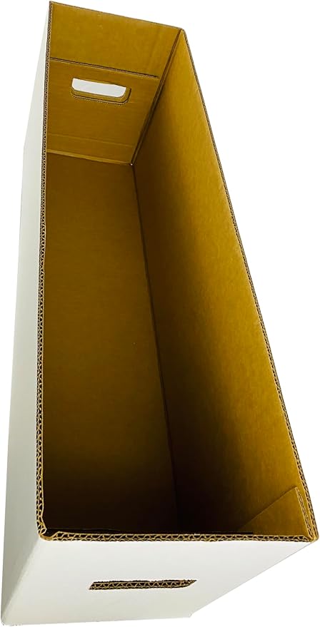 Max Protection Comic Book Storage Box - 6 Count Long ComicBook Boxes with White Corrugated Cardboard - Stackable Bin, Thick Case, Book Containers with Lid - Ideal for Comics, Magazines, Collectibles