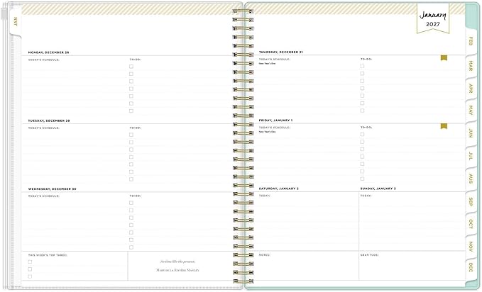 Blue Sky Day Designer 2027 Weekly and Monthly Planner Calendar, January 2027 - December 2027, 8.5" x 11", Flexible Cover With Zip Pouch, Durable Twin Wire Binding, Includes Stickers, Tulip Garden Mint