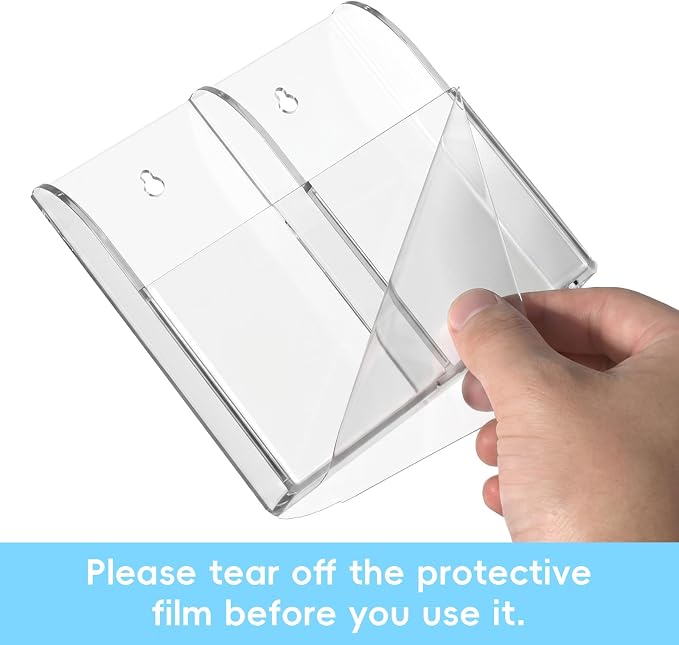 2-Compartment Remote Control Holders Wall Mount, Transparent Wall Pen Holder Wall Mount Storage Box Organizer Remote Holder for Home Office, Includes Adhesive & Screws