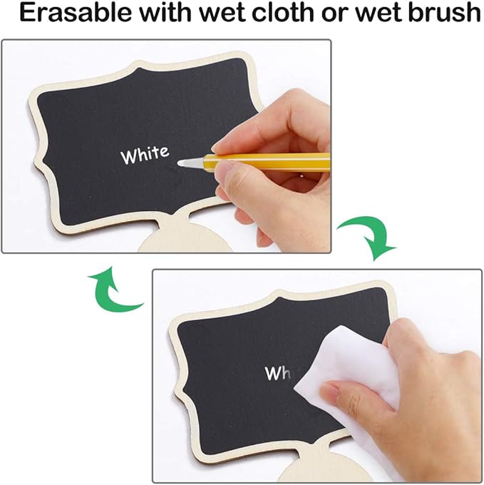 uxcell 8pcs Mini Chalkboards Signs with Support Easel Wood DIY Tag for Weddings Message Board Table Number Reminder Price Tag Beige