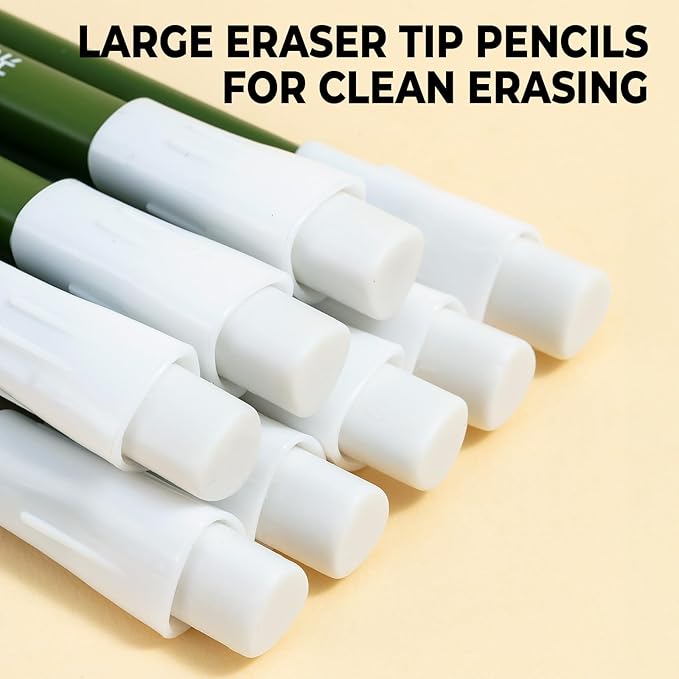 M&G 8 Pack 2B Triangular Wood-Cased Pencils, 3.2mm Thick Lead, Unsharpened with Extra Large Erasers, Balanced Ergonomic Grip for Student Exam Daily Writing, School Office Classroom Use