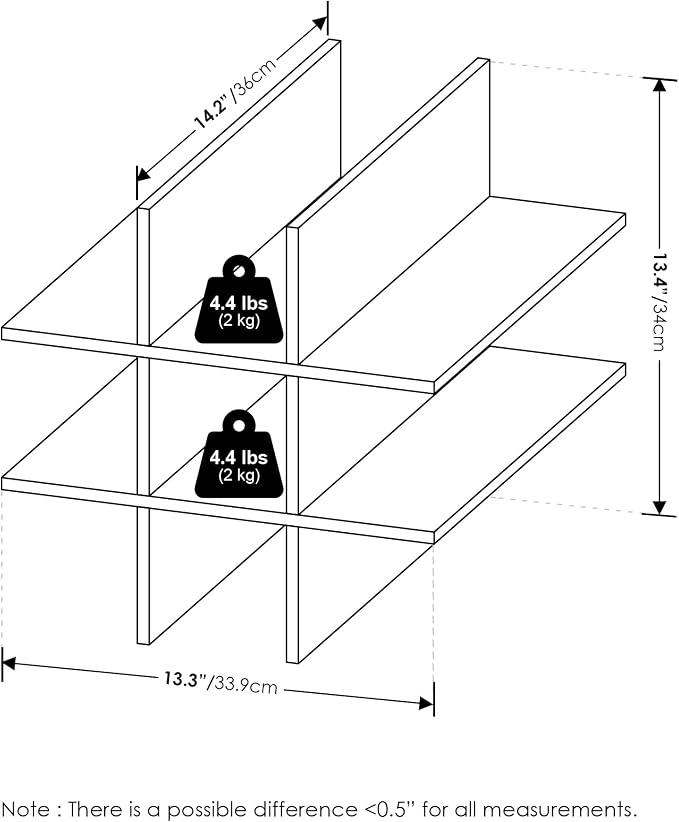 Furinno Cubicle Cube Insert, 9-Compartment Cube Organizer, 13.3W x 13.4H Insert Shelf for Extra Thick Series, for Organizers and Storage, Black Dark Oak (Does not fit IKEA Kallax Shelving)