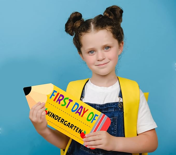 WaaHome First and Last Day of School Chalkboard Sign - 5.5"x13.7" Double Sided Back to School Sign Supplies for Kids Girls Boys, First Day of Kindergarten Preschool 1st Grade Signs