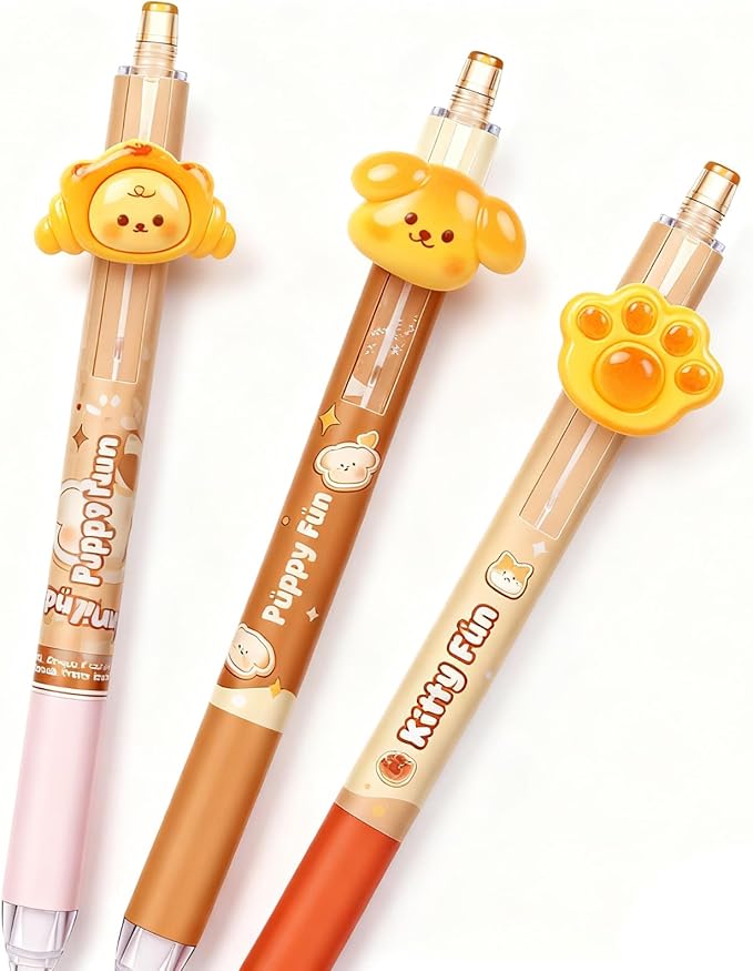 3Pcs Cute Dog Mechanical Pencils with Eraser 0.5mm Kawaii Cartoon Mechanical Pencil School Pencil Dog Gifts for Women Man