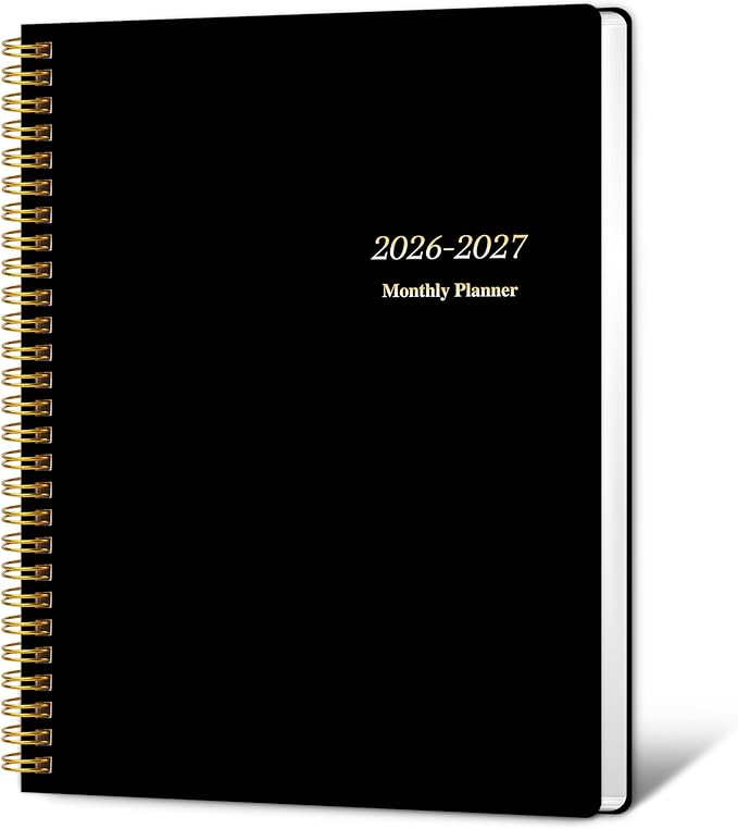 KMQOY Monthly Planner 2026-2027, 2026 Calendar 24 Months Planner, Jan 2026 - Dec 2027, 7.5"x10", Personal Calendar with Monthly Goals, To-Do List, Habit Tracker, 2 years for School Office Home Planning(Black)