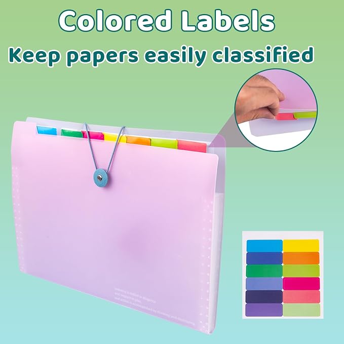 Accordion Folder with Labels, Letter/A4 Size 8 Pockets Expanding File Organizer, Portable Document Organizers for Paper Bill Receipt, Home College School Office Supplies (Gradient Green)