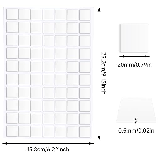 JANYUN 280 Pcs Double Sided Sticky Dots Removable Square Putty Clear Double Sided Tape for Crafts No Trace Sticky Tack Adhesive Tape (Square 20 mm)