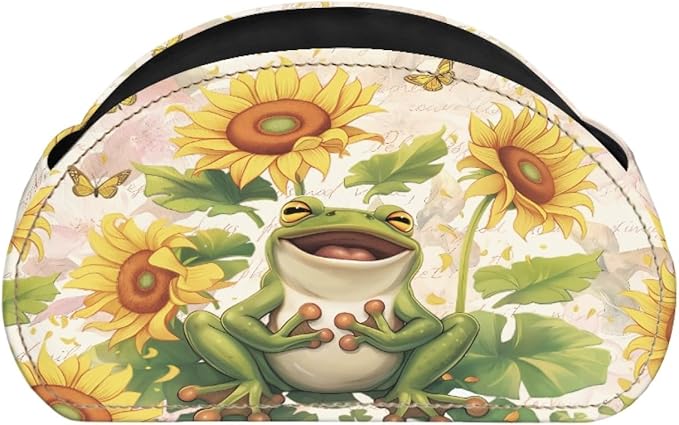 FUSURIRE Remote Control Holder with 5 Compartments, Sunflower Frog Cartoon Desktop Caddy Storage Supply Organizers for Remote Controllers,Office Supplies,Makeup Brush,Media Accessories