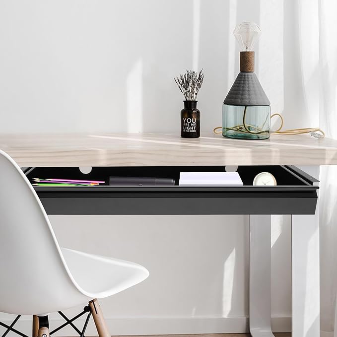 30 Inch Under Desk Mounted Sliding Pull-out Drawer Storage for Sit Stand Workstation Office(Applicable Table Thickness: 0.79in) Black
