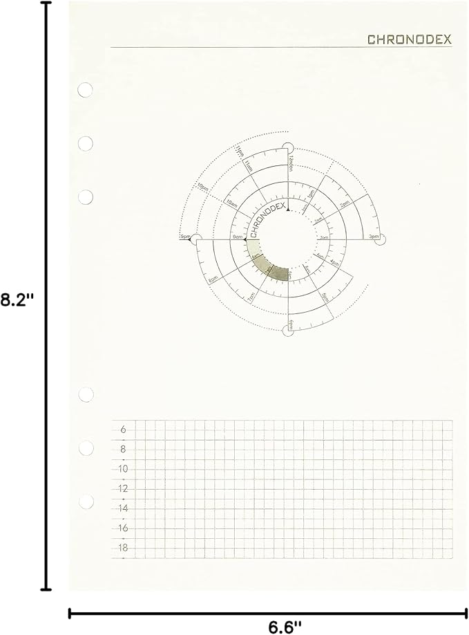 Zelten 1 Pack A5 45 Sheets/90 Pages Time Chart Loose Leaf Punched Paper Refills Paper for 6 Hole Binder Personal Organizer Diary Notebook Refillable Planner