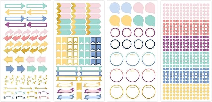 Blue Sky Every Day & Every Occasion 2200+ Sticker Pack, Planner and Calendar Pack, 4.49” x 9.06”, Full Color and Gold Foil, 24 Sheets