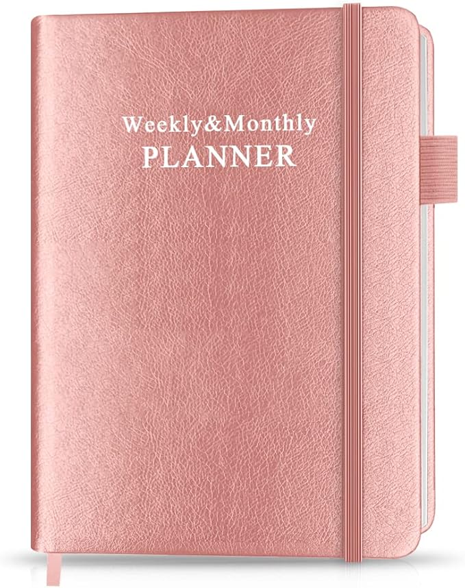 Hardcover Undated Planner for Any Year - Weekly & Monthly Planner & Journal to Track Goals, Perfect to Organize Your Daily Life, 5.85" x 8.25", Rose