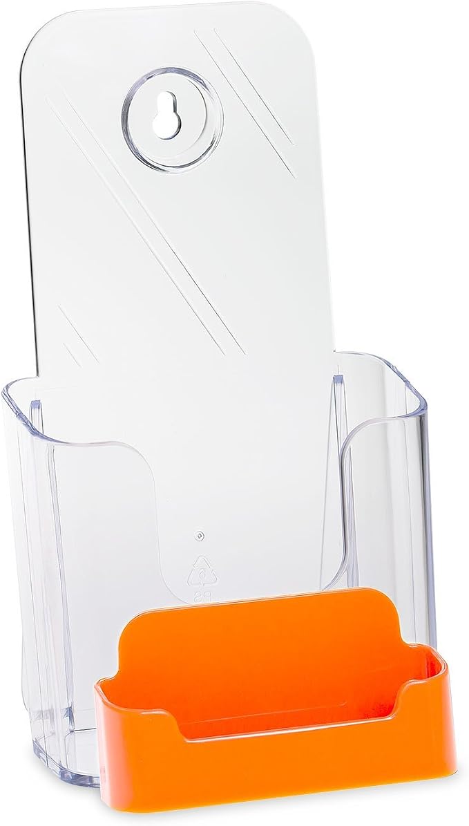 Source One 4 X 9 Inches Tri Fold Brochure Holder with Business Card Holder (50 Pack, Orange Pocket)