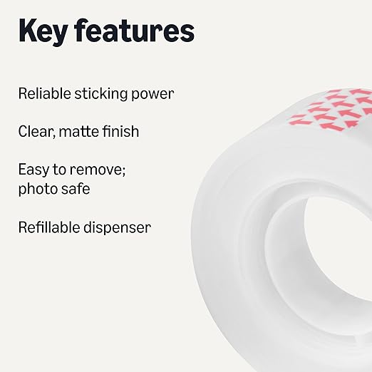 Amazon Basics Matte Finish Invisible Tape, 3/4" x 1000" (27.78 Yards), Transparent, 24-Pack