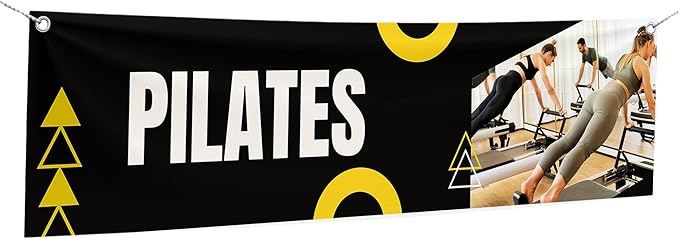 Pilaates Large Banners and Signs for Outdoor by Mavis Printing-Polyester Banner with 4 Holes for Easy Hang Indoor & Outdoor|4x1 Feet HD Print Sign to Promote Church| Made in USA