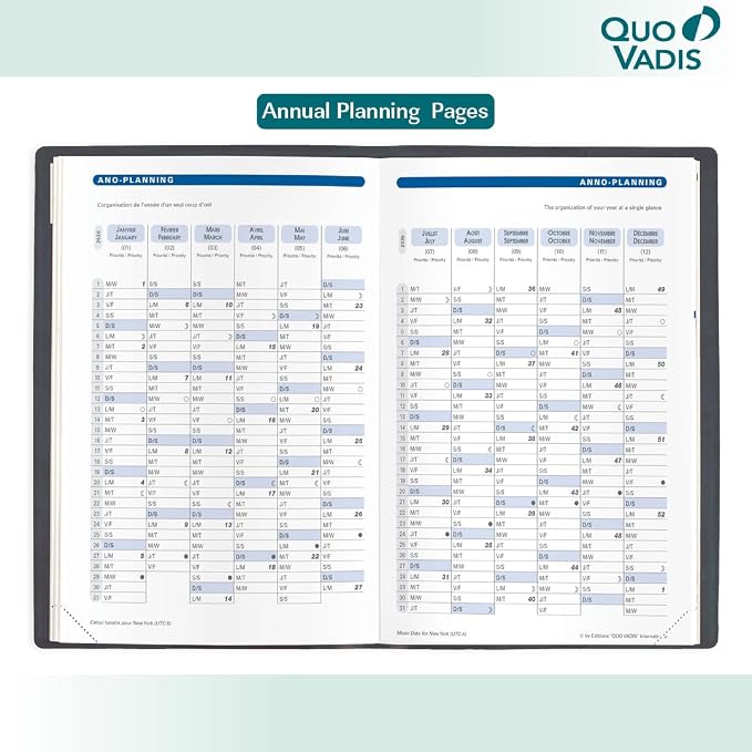 Quo Vadis 2026 Hebdo - Bi-Lingual (EN/FR) - Weekly/Monthly Planner - 12 Months, Jan. to Dec. - 6 1/4 x 9 3/8" - Grained Faux Leather Kali Blush Covers - Productivity Time Management Organizer