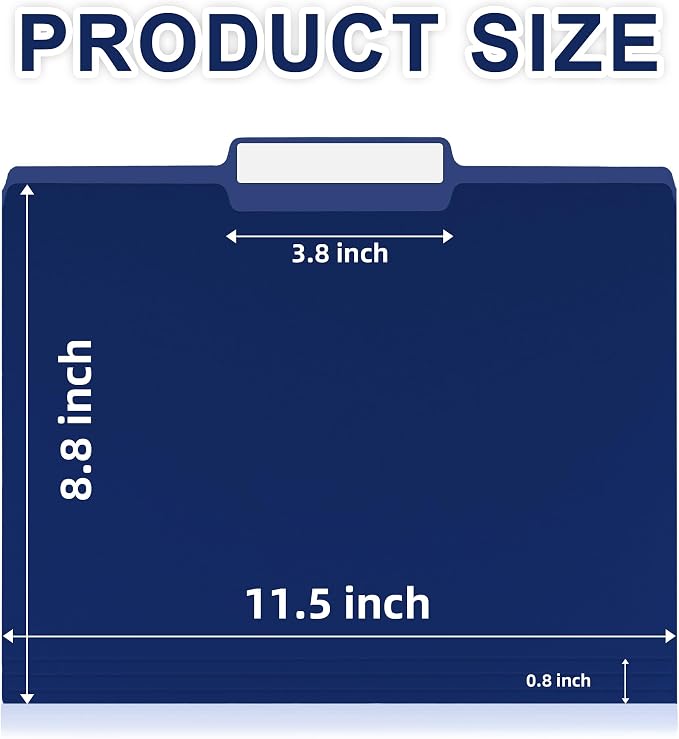 VZCPYTPM 150 Pack Navy Blue File Folders,Letter Size (8.5x11 in),1/3-Cut Tabs in Assorted Positions,Cardstock Paper Folders for Office,School & Home Filing Cabinet Organization, Bulk Document Folders