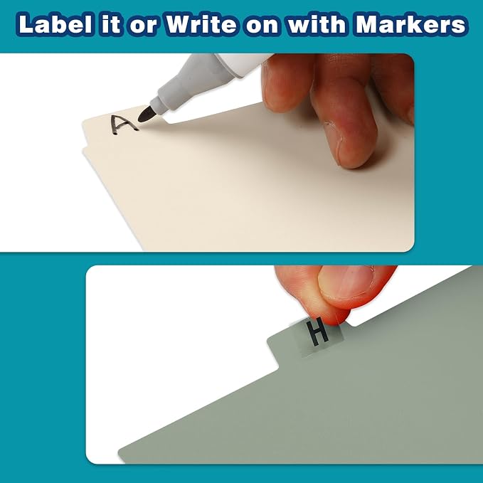 Chell 4x6 Plastic Index Card Dividers, Morandi Colors, Heavyweight Poly Index Card Guides A-Z, with Alphabetical/Blank Stickers, Pack of 25