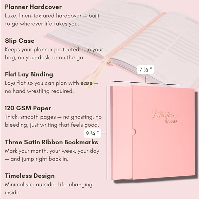 Pland Studio 90-Day Planner – Undated Daily Goal Journal for Women | Blush Rose Hardcover with Habit Tracker, Vision Board, Gratitude & Meal Planner | Self-Care & Productivity Journal Notebook