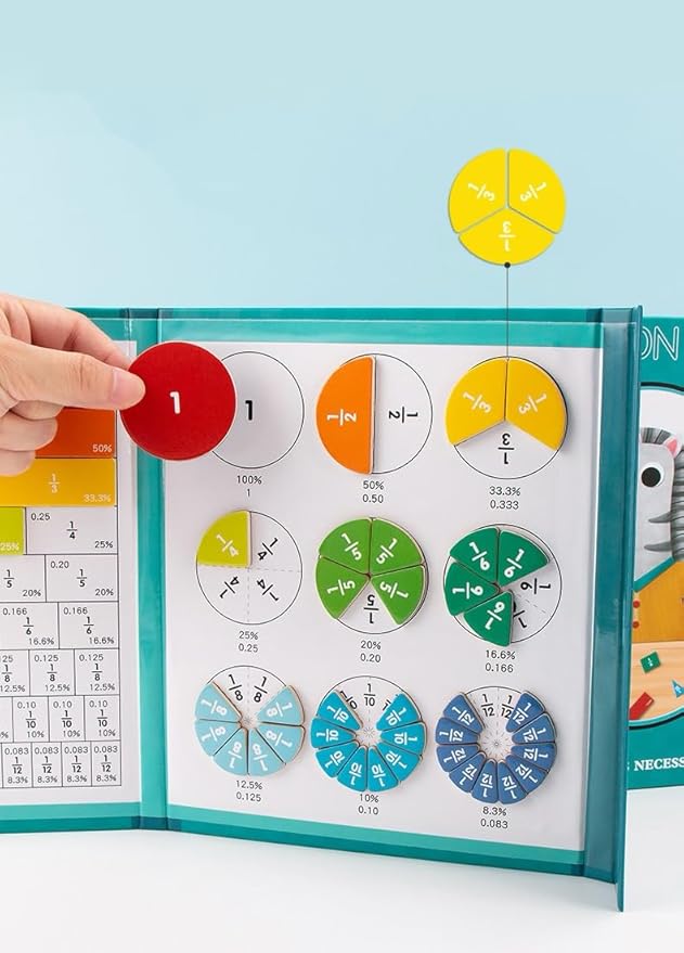 Ducational Highiy Magnetic Fraction Educational Puzzle,Magnet Montessori Fraction Puzzle for Hands and Brain Use，Teaching Aid for Classroom Homeschool