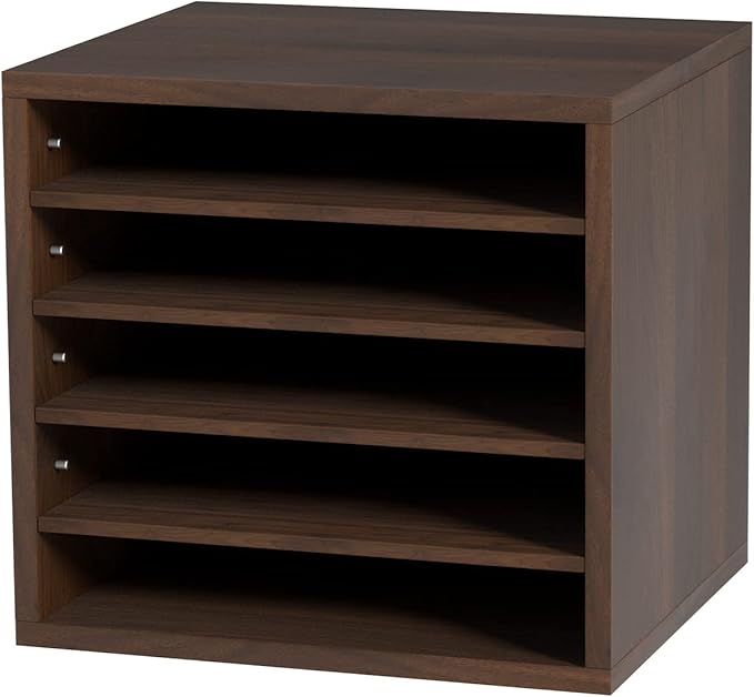 VEVOR Literature Organizers, 5 Compartments Office Mailbox with Adjustable Shelves, Wood Literature sorter 13.9x12x13 inches for Office, Home, Classroom, Mailrooms Organization, EPA Certified, Brown