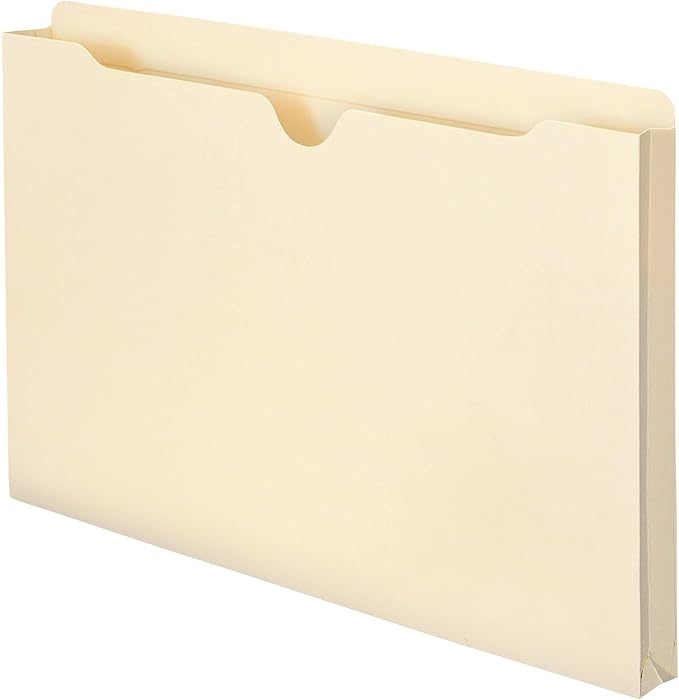 Smead File Jacket, Reinforced Straight-Cut Tab, 1" Expansion, Legal Size, Manila, 50 per Box (76520)