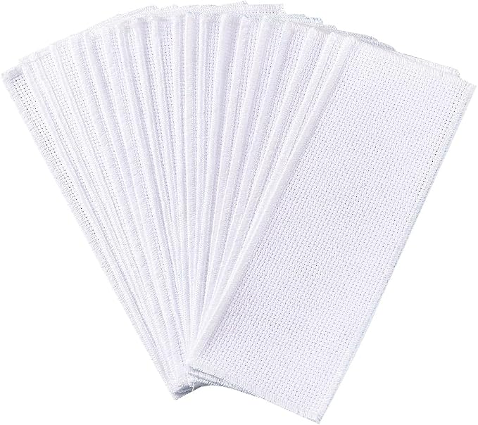 arricraft 20 Pcs Blank Cross Stitch Bookmark, 14 Count Cotton Fabric Book Marker Cross Stitch with Embroidery Edge Rectangle Embroidery DIY Bookmark for Crosstitch Project 2.7x7.4 inch(7x18.9cm)