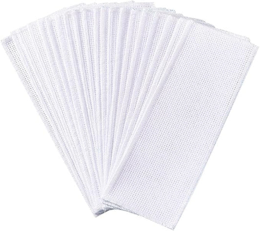 arricraft 20 Pcs Blank Cross Stitch Bookmark, 14 Count Cotton Fabric Book Marker Cross Stitch with Embroidery Edge Rectangle Embroidery DIY Bookmark for Crosstitch Project 2.7x7.4 inch(7x18.9cm)