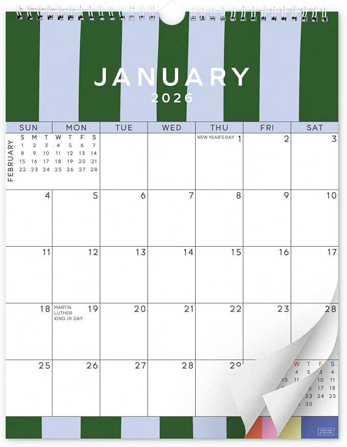 S&O Palm Beach Wall Calendar from January 2026-June 2027 - Tear-Off Monthly Calendar - 18 Month Academic Wall Planner - Hanging Organizer to Track Anniversaries & Appointments - 13.5"x10.5”in