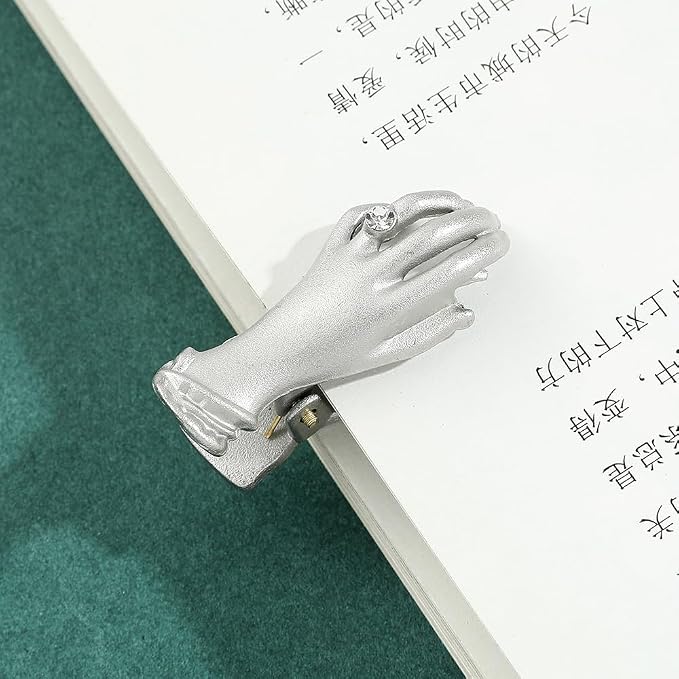 1pcs Retro Hand Women's Bookmark - Noble Metal Bookmark Clip, Small and Delicate Handwritten Bookmark Clip Stationery, Birthday Gift for Beautiful Girls, Christmas Gift for Women (Silver)