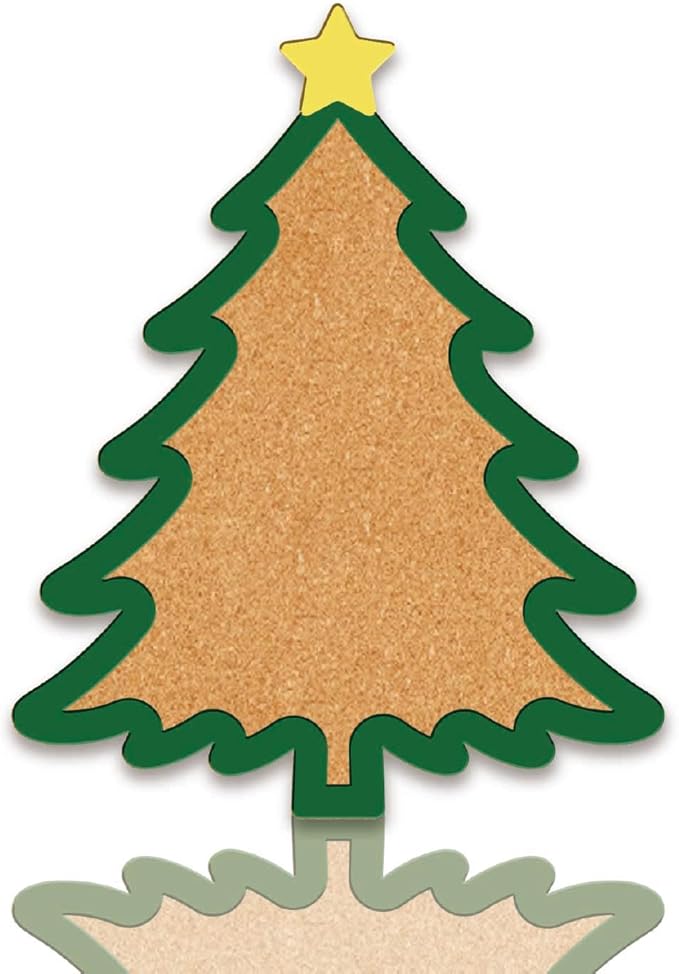 CRASPIRE Christmas Tree Pin Cork Board Framed Bulletin Display Badge Wooden Decorative Corkboard 7.87x9.8 Wall Mounted Memory Memo Brooch Lapel Holder Storage for Home Office School Classroom Wedding