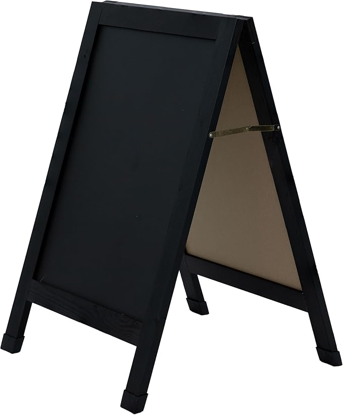 Sunnydaze Magnetic A-Frame Chalkboard Sign - Chalk Sandwich Board Sidewalk Sign - 40" x 20" - Black