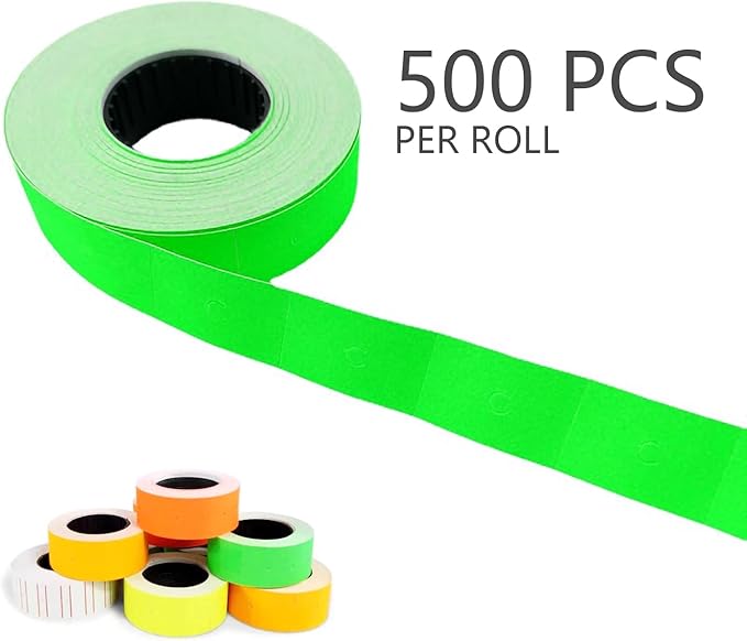 Pricemarker Labels,Double Line Price Label Paper for MX-6600 Price Gun Labeller,10 Rolls 5000 pcs (Green)