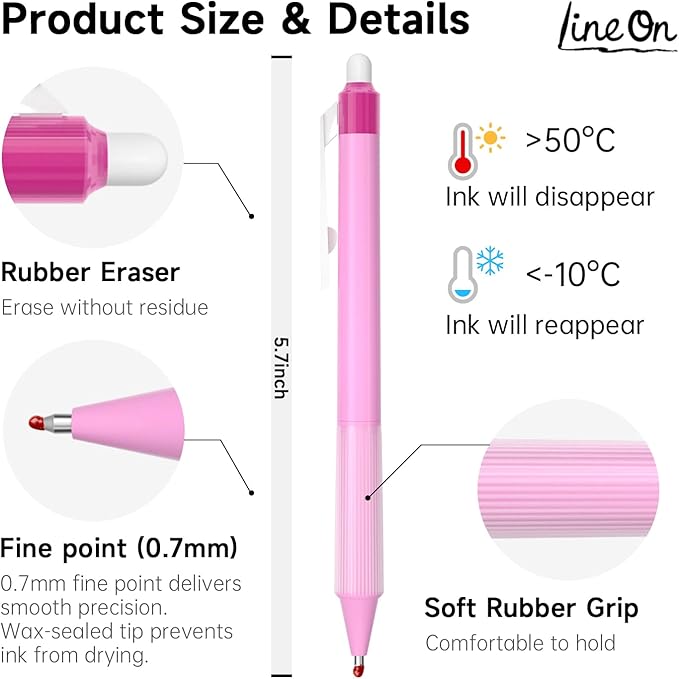 Lineon Erasable Gel Pens, 20 Colors Retractable Fine Point Erasable Pens Clicker, Fine Point(0.7mm), Assorted Color Inks, Make Mistakes Disappear for Drawing Writing Planner and Crossword Puzzles