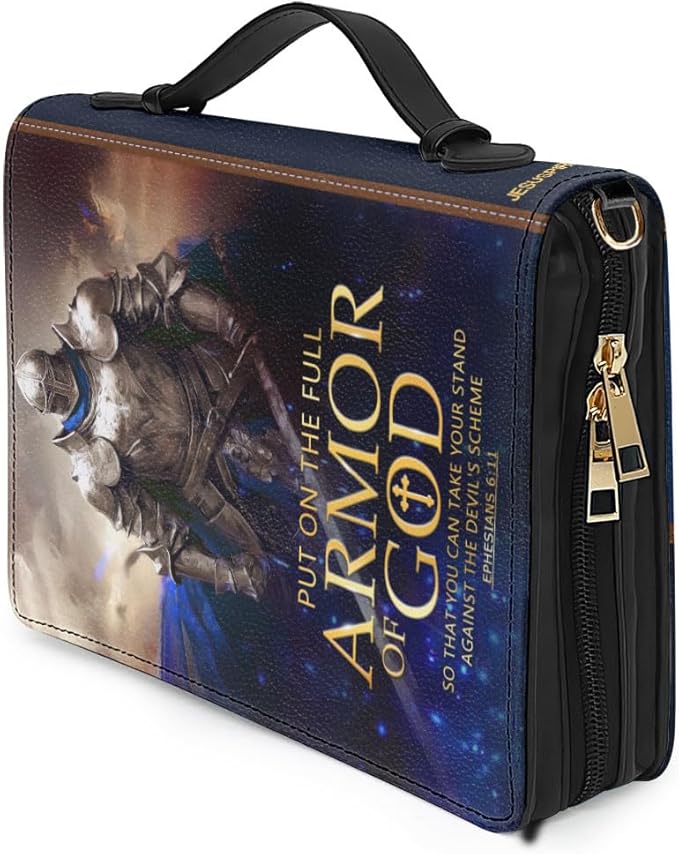 Jesuspirit Bible Covers for Men - Armor of God Bible Cover - Christian Bible Cover with Faith Scripture - Religious Appreciation Gifts for Pastor, Father's Day Gifts (D - Armor of God Male, Large)