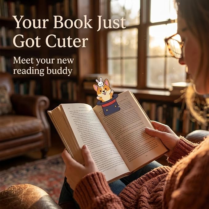 Corgi Peeking Magnetic Bookmarks Set of 8, Cute Dog Bookmark Clips with Funny Costume Designs, Magnetic Book Marks for Books, Planner & Journals, Gifts for Dog Lovers Women, Corgi Gifts