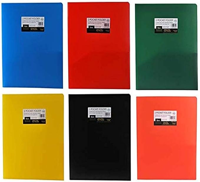 Filexec Products 2 Pocket Folder, Heavy Duty, Opaque, Assorted, Pack of 6 (50483-3132)