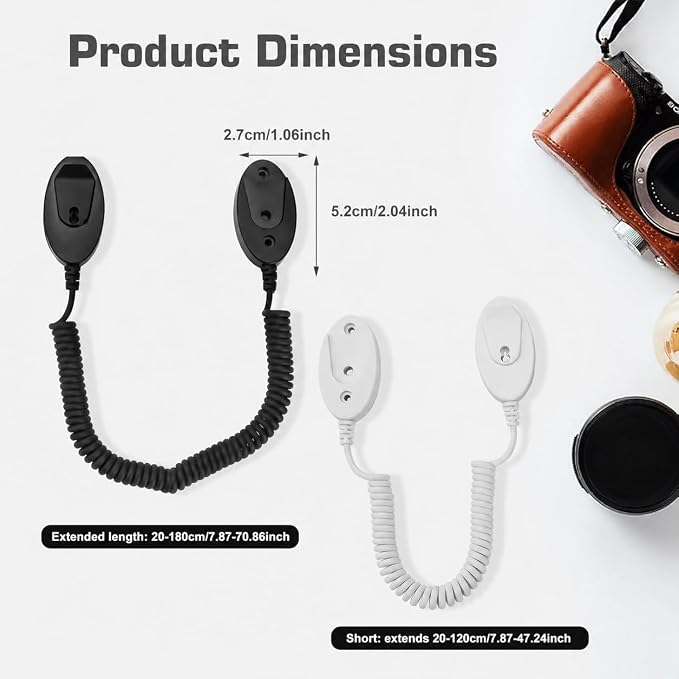 WALLFID 4-Pack Magnetic Remote Control Holders with Spring Ropes - Safely Secure Remotes & Small Items, Wall-Mount with Adhesive, Anti-Loss, Rapid Adsorption, Extendable Spring (Black 70 inch，4 Pack)