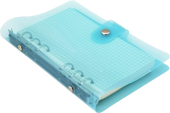 A6 A5 6-Holes Colorful PVC Cover Personal Organizer with Snap Button Closure File Folder for Loose Leaf Sheet Notebook (Blue Radiance, A6 mini Set)