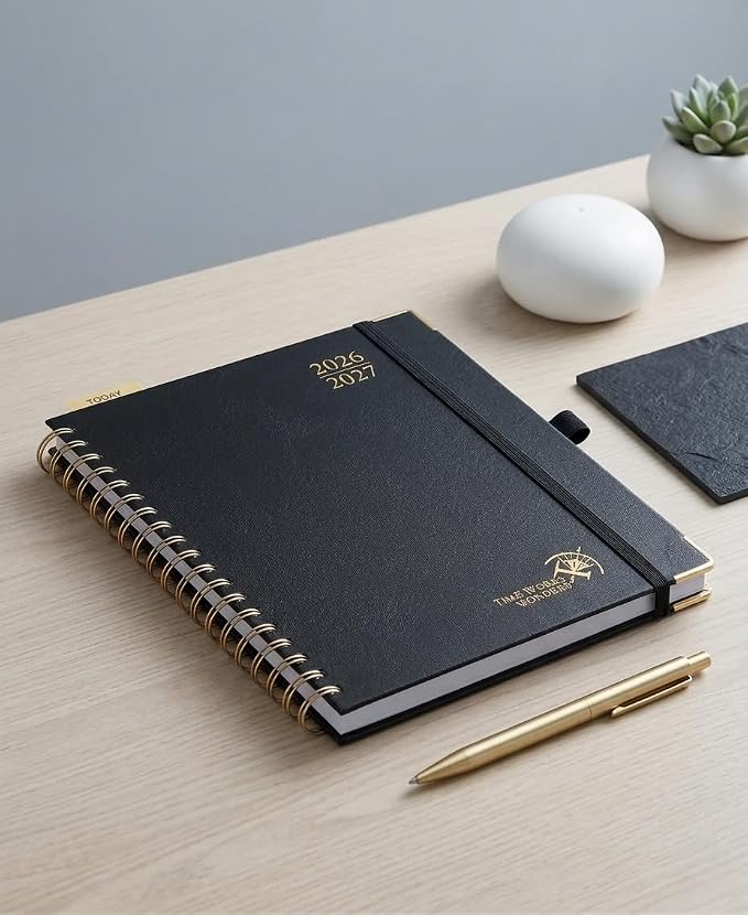 POPRUN 2026-2027 Monthly Planner, 18 Month Calendar (July 2026-Dec 2027), 7.5" x 9.5" B5 Spiral Hardcover Organizer with Dotted Note Pages, Professional Appointment Book for Business Office, Students & Teachers - Black