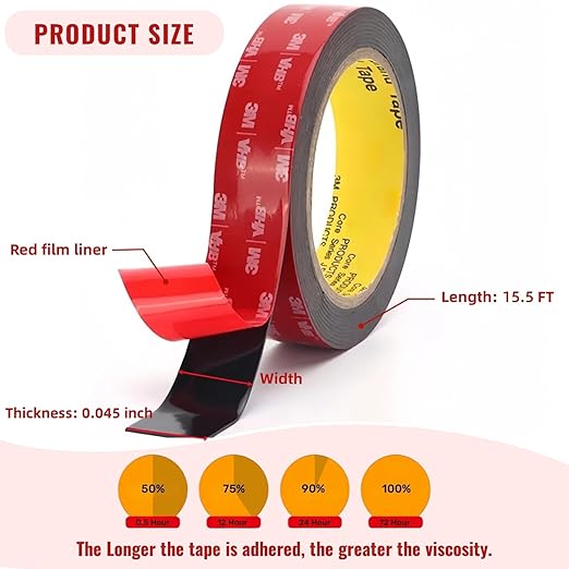 Double Sided Tape Heavy Duty, Adhesive Mounting Tape, 0.79 in x 10 ft, Waterproof and Temperature Resistant Adhesive Strip Tape for Indoor, Outdoor, Automotive Trim, Home Decor