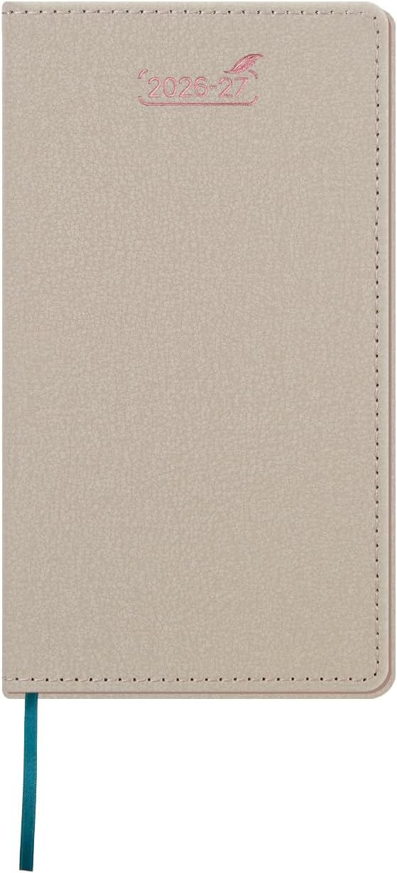 BEZEND Pocket Monthly Planner 2026 2027 Extra Thin & Light (Slim 3.5" x 6.5"), 18-Month Academic Mini Calendar (Jul 26 - Dec 27), Ideal for Students & Professionals, PU Leather Softcover - Beige