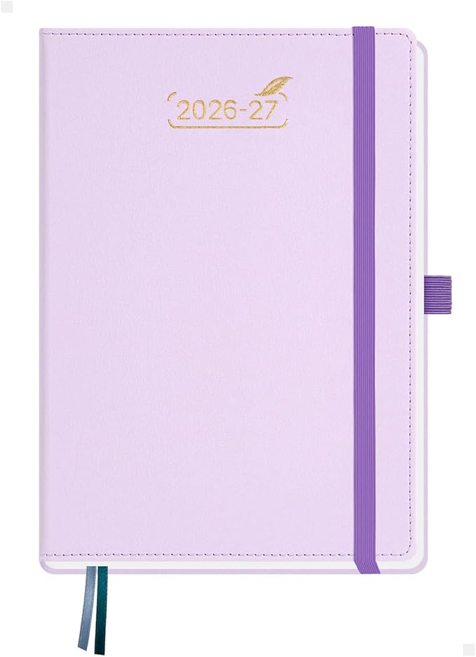 BEZEND Weekly Planner 2026-2027 (6" x 8.5") 2-Column Dual Schedule for Work/School/Home or 2 Person (Jul 26-Dec 27) 18 Months Academic Calendar with Tabs, PU Leather Hardcover -Lilac